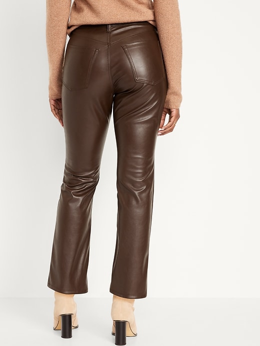 Image number 2 showing, High-Waisted Faux-Leather Boot-Cut Ankle Pants