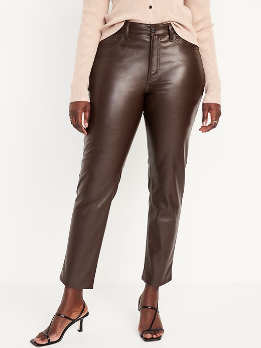 Image number 5 showing, High-Waisted OG Straight Faux-Leather Ankle Pants