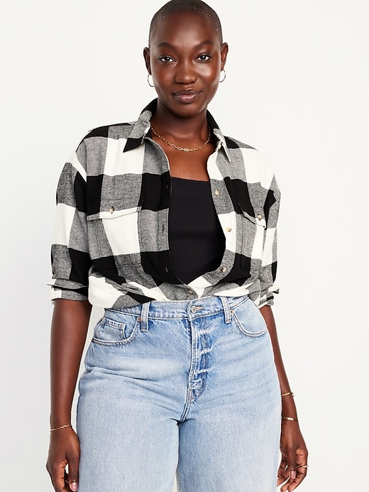 Image number 5 showing, Loose Flannel Boyfriend Shirt for Women