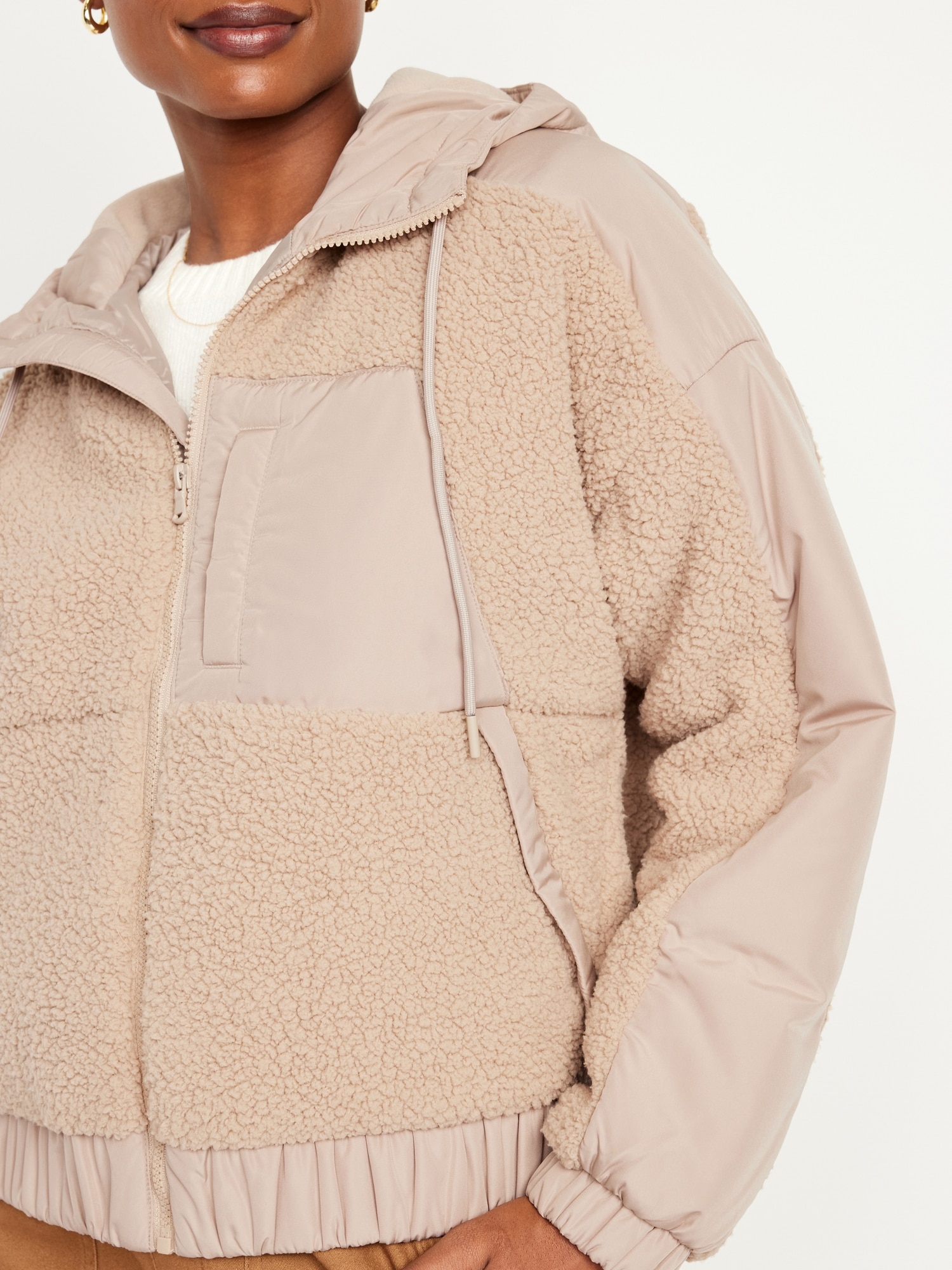 Hooded Sherpa Hybrid Jacket for Women | Old Navy
