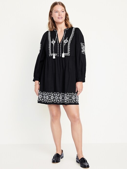 Long-Sleeve Embroidered Mini Swing Dress | Old Navy Long-Sleeve Embroidered Mini Swing Dress | Old Navy