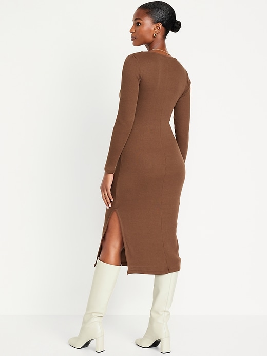 Image number 2 showing, Fitted Twist-Front Rib-Knit Midi Dress
