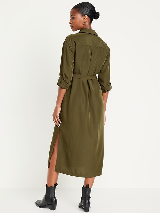 Image number 2 showing, Waist-Defined Utility Midi Dress