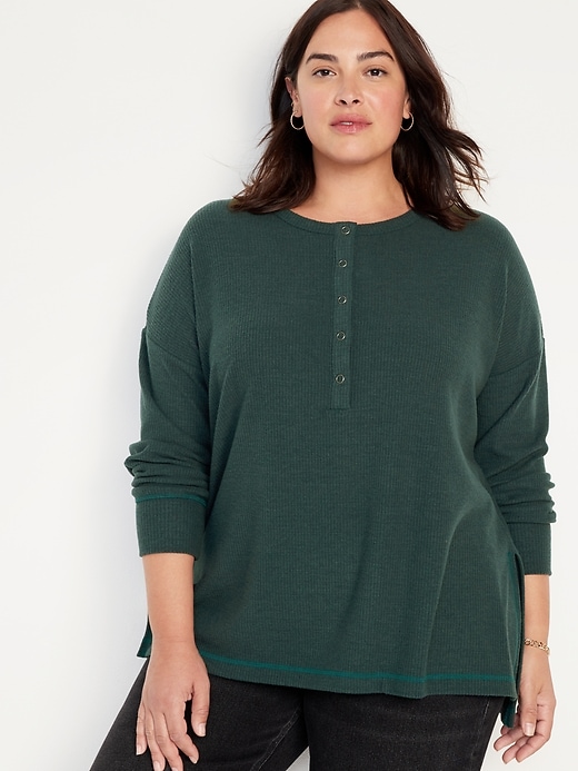 Long Sleeve Oversized Boyfriend Henley | Old Navy