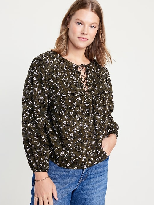 Image number 4 showing, Tie-Front Boho Swing Blouse