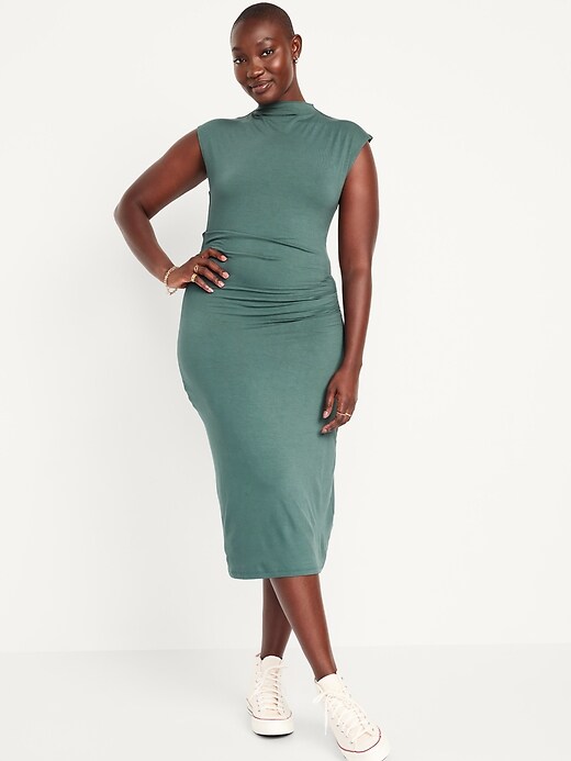 Fitted Mock-Neck Midi Dress | Old Navy