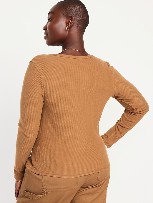 Image number 6 showing, Plush Long-Sleeve V-Neck T-Shirt