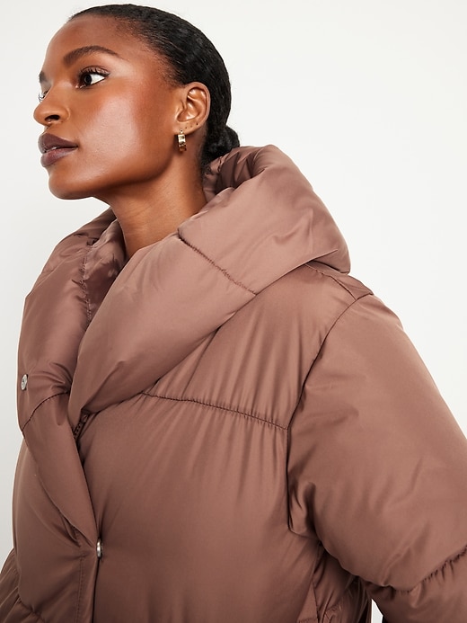 Image number 4 showing, Water-Resistant Long Hooded Puffer Coat