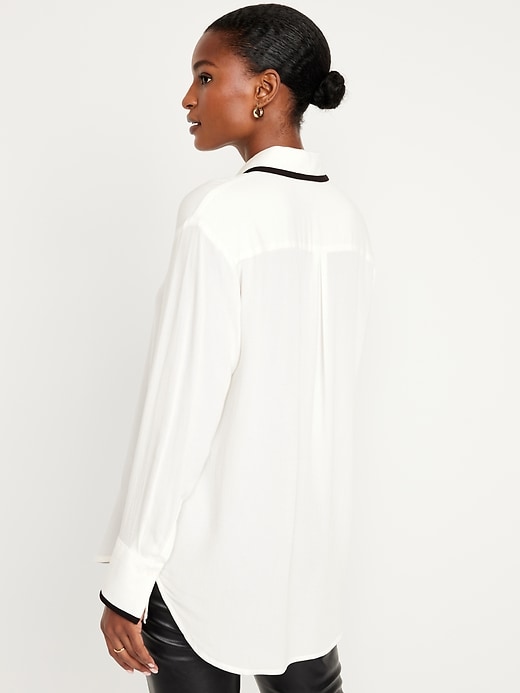 Image number 2 showing, Loose Crepe Button-Down Shirt