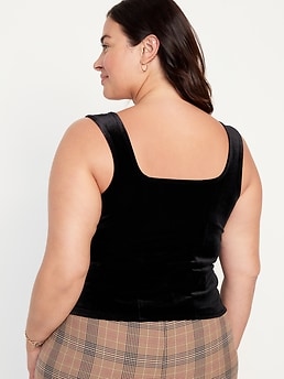 Vintage MIRASOL Black Sleeveless Velvet Tank Top T-Shirt Women's Size L 