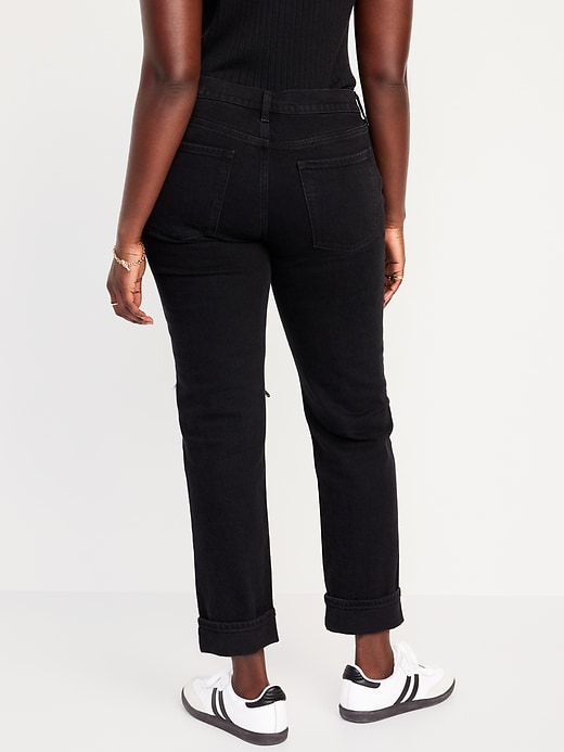 Image number 6 showing, Mid-Rise Boyfriend Straight Jeans