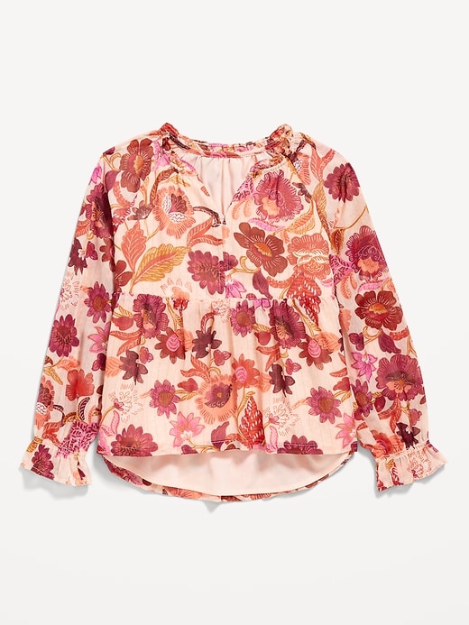 View large product image 1 of 1. Long-Sleeve Printed Chiffon Top for Girls