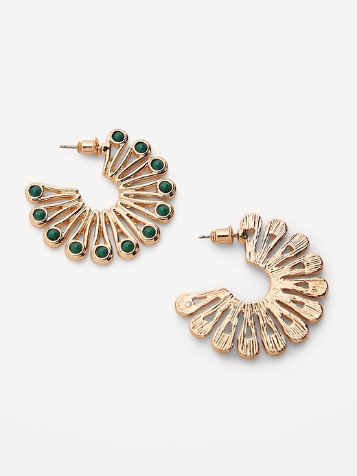View large product image 1 of 1. Gold-Plated Fan Earrings for Women