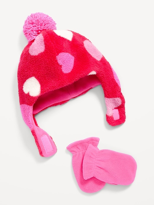 View large product image 1 of 1. Printed Sherpa Trapper Hat & Mittens for Toddler & Baby