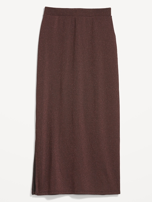 Image number 4 showing, High-Waisted Rib-Knit Shine Maxi Skirt