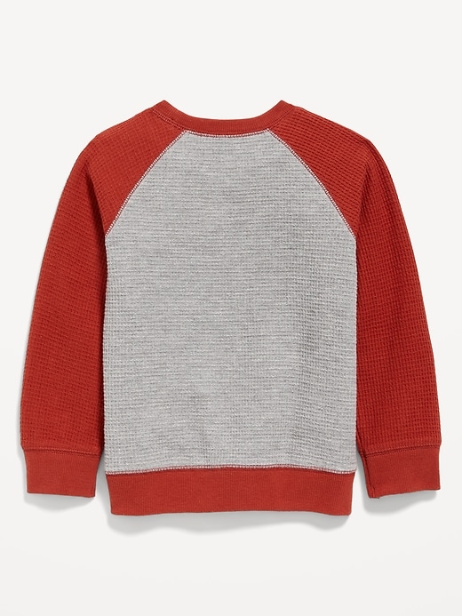 View large product image 2 of 2. Raglan-Sleeve Thermal Knit Pocket T-Shirt for Toddler Boys