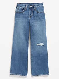 View large product image 4 of 4. High-Waisted Super Baggy Wide-Leg Non-Stretch Jeans for Girls