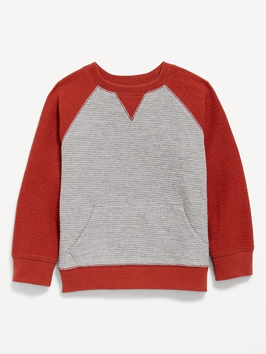 View large product image 1 of 2. Raglan-Sleeve Thermal Knit Pocket T-Shirt for Toddler Boys