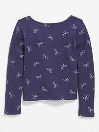 View large product image 3 of 3. Long-Sleeve Pointelle-Knit Top for Girls