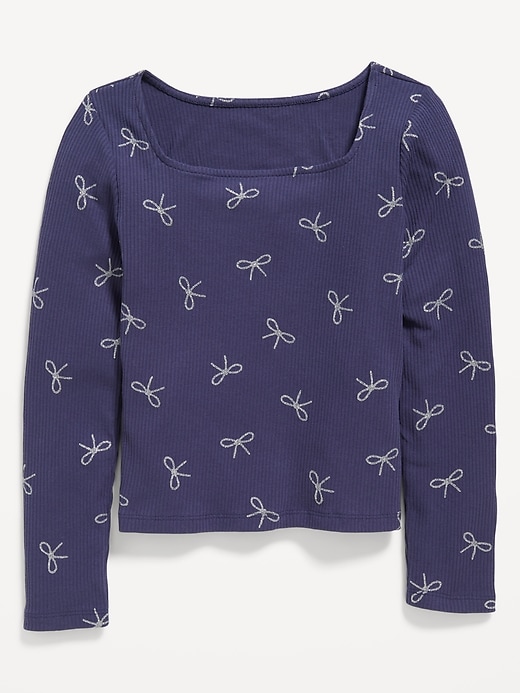 View large product image 2 of 3. Long-Sleeve Pointelle-Knit Top for Girls
