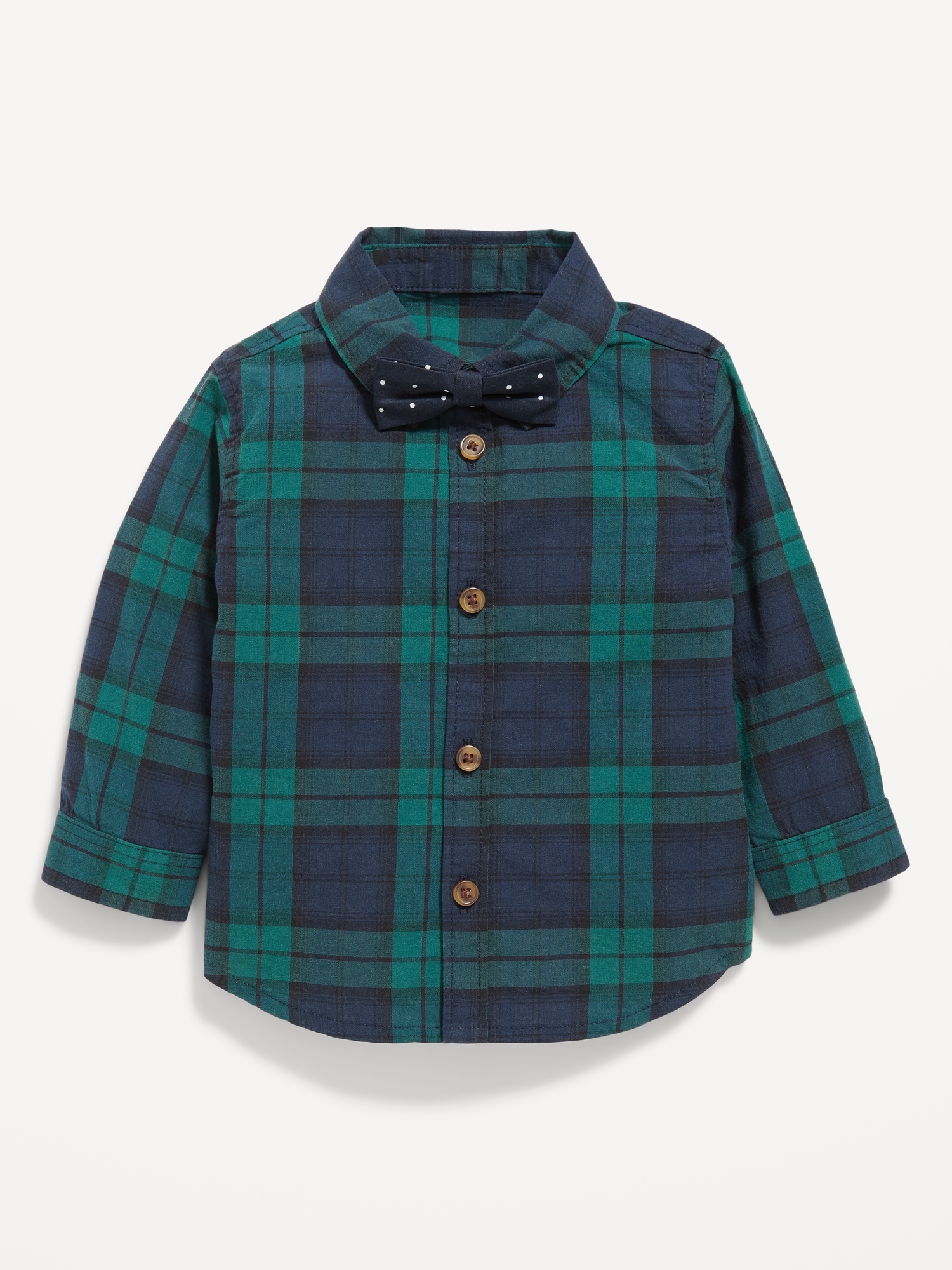 Matching Long-Sleeve Printed Poplin Shirt & Bow-Tie Set for Baby