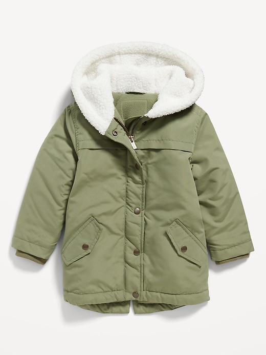 View large product image 1 of 2. Hooded Sherpa-Lined Water-Resistant Parka Jacket for Toddler Girls