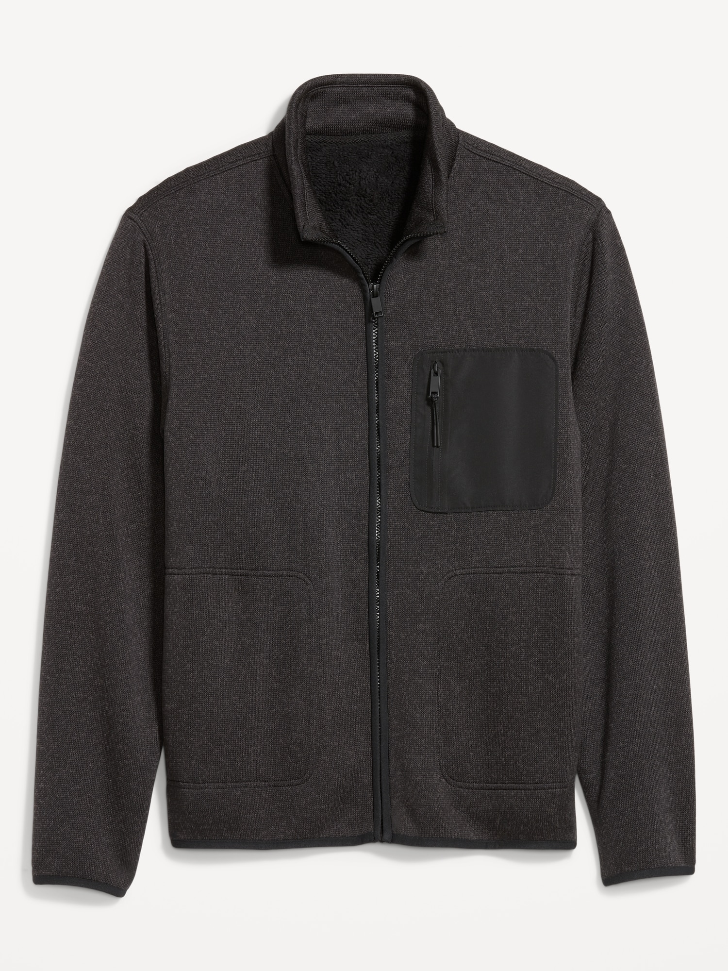 Fleece-Knit Sherpa-Lined Zip Jacket