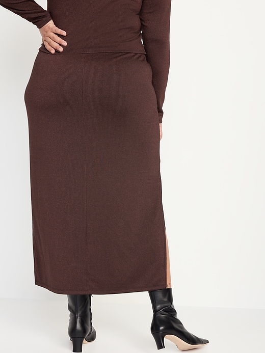 Image number 8 showing, High-Waisted Rib-Knit Shine Maxi Skirt