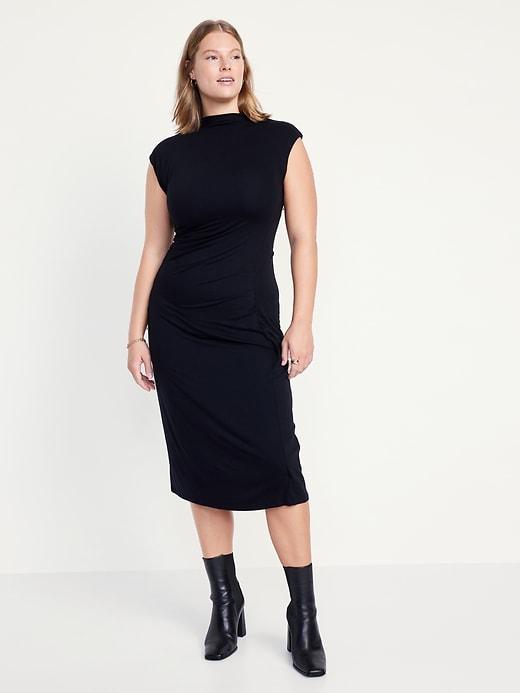 Image number 4 showing, Fitted Mock-Neck Midi Dress