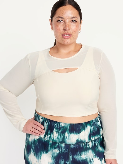 Image number 7 showing, PowerSoft 2-in-1 Mesh-Sleeve Crop Top