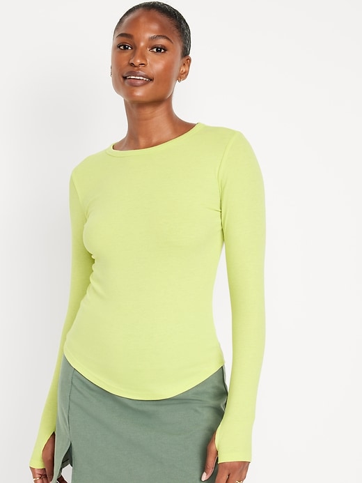 Image number 1 showing, UltraLite Fitted Rib-Knit Top