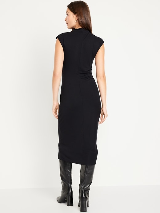 Image number 2 showing, Fitted Mock-Neck Midi Dress