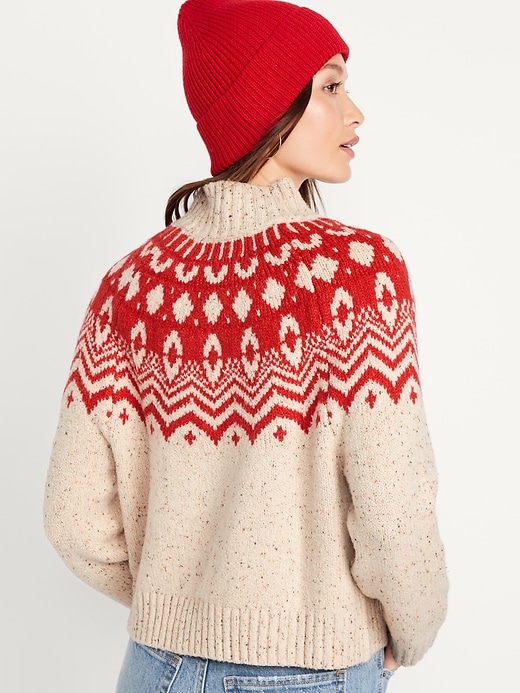 Image number 2 showing, Mock-Neck Fair Isle Cropped Sweater