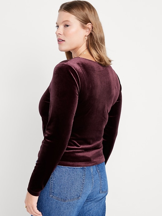 Image number 6 showing, Fitted Square-Neck Velvet Top