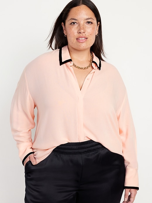Image number 7 showing, Loose Crepe Button-Down Shirt