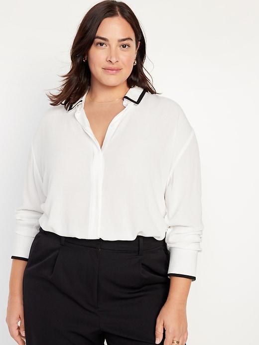 Image number 7 showing, Loose Crepe Button-Down Shirt