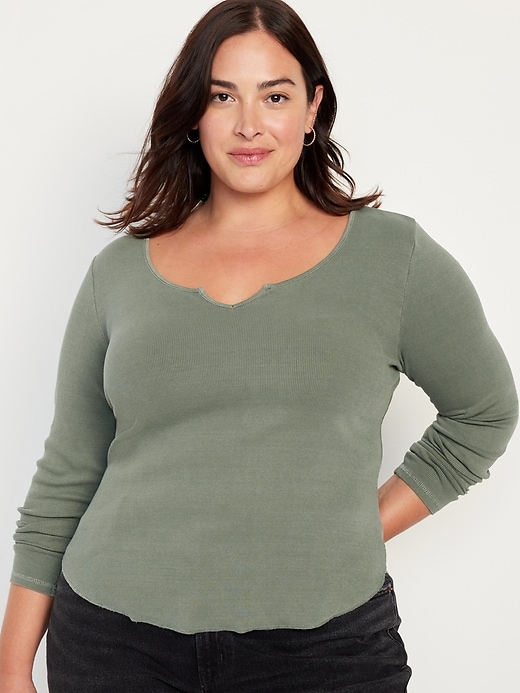 Image number 7 showing, Fitted Long-Sleeve Rib-Knit T-Shirt