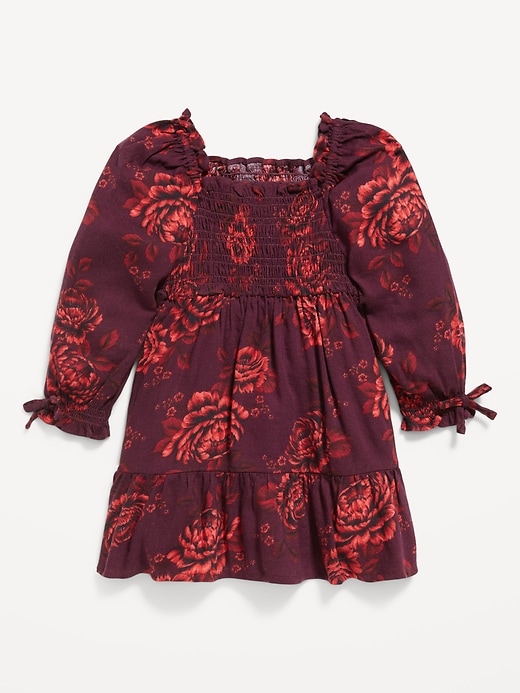 View large product image 1 of 2. Long-Sleeve Printed Smocked Fit & Flare Dress for Baby