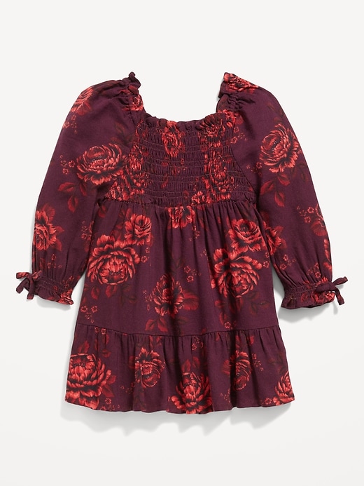 View large product image 2 of 2. Long-Sleeve Printed Smocked Fit & Flare Dress for Baby