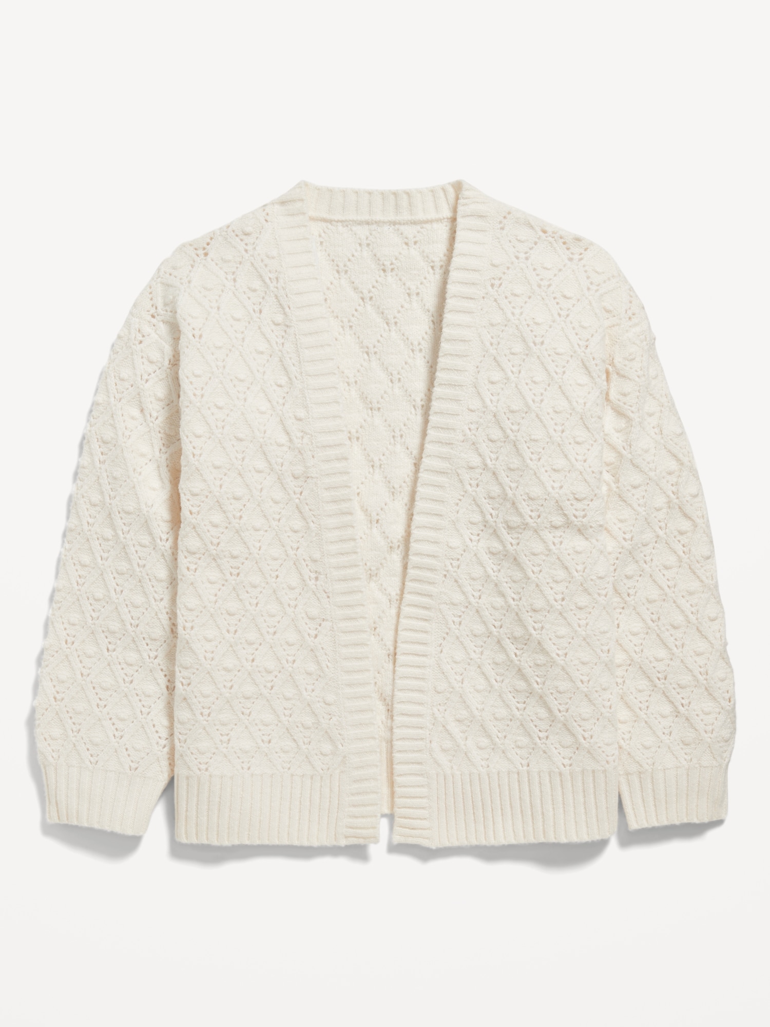 Cable-Knit Open-Front Cardigan Sweater for Girls