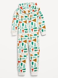 View large product image 3 of 3. Printed Gender-Neutral Microfleece Hooded One-Piece Pajamas for Kids