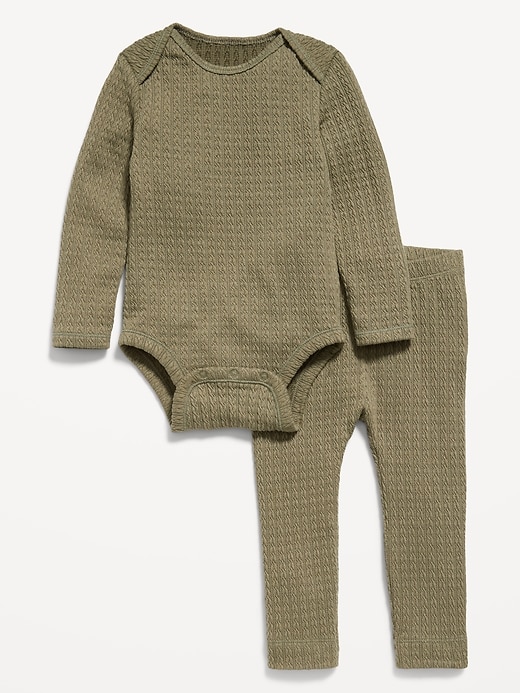 View large product image 1 of 2. Unisex Jacquard-Knit Bodysuit & Pants Set for Baby