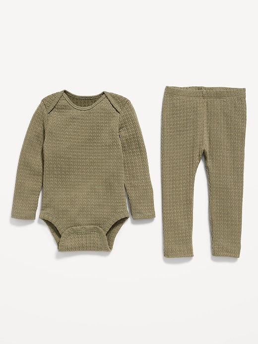 View large product image 2 of 2. Unisex Jacquard-Knit Bodysuit & Pants Set for Baby