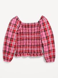 View large product image 3 of 3. Long-Sleeve Plaid Smocked Top for Girls