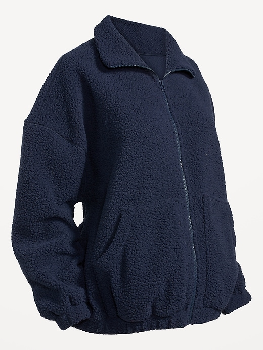 View large product image 2 of 2. Maternity Oversized Full-Zip Sherpa Jacket