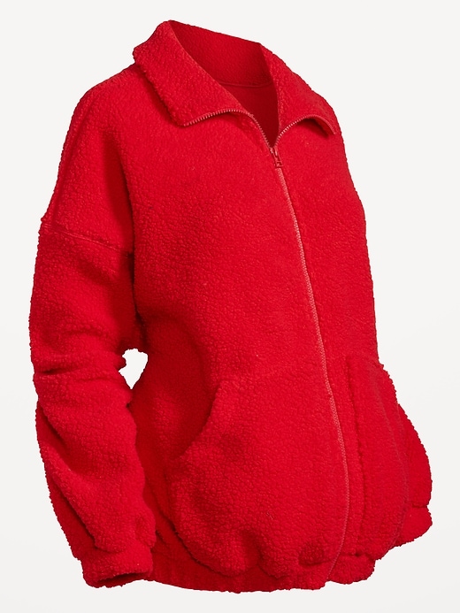 View large product image 2 of 2. Maternity Oversized Full-Zip Sherpa Jacket