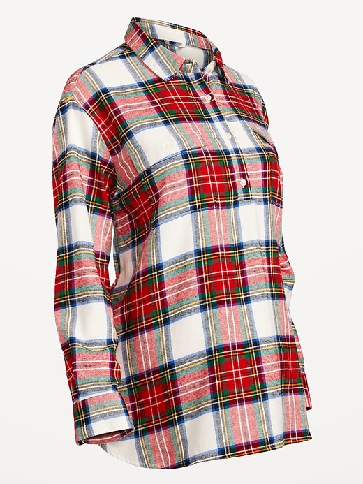 View large product image 2 of 2. Maternity Utility Flannel Boyfriend Shirt