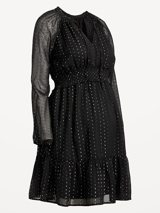 Image number 4 showing, Maternity Waist-Defined Smocked Dress
