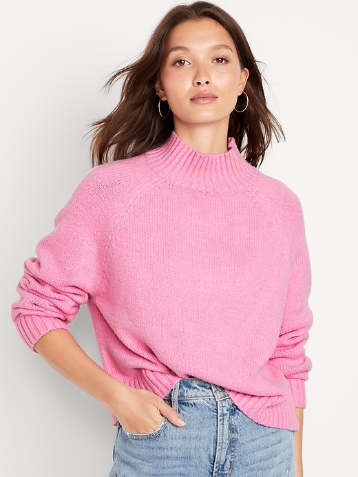 Image number 1 showing, Mock-Neck Crop Sweater