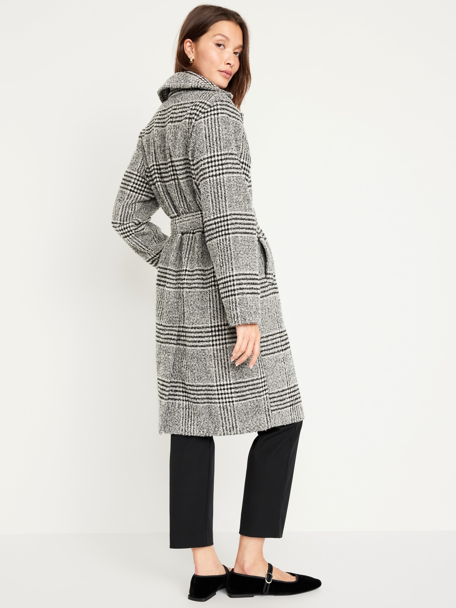 black tape plaid overcoat